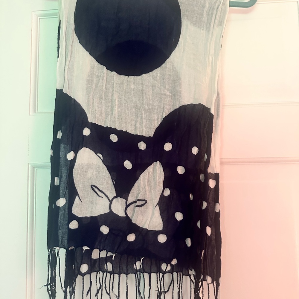 Disney Minnie Mouse White and Blue Polka Dot Scarf